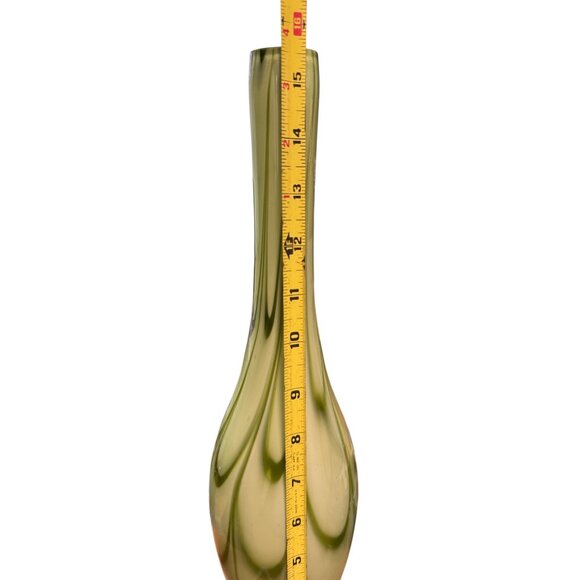 Green Swirl Glass Vase 16" Tall Flower Flowers Art Decoration - Picture 5 of 7